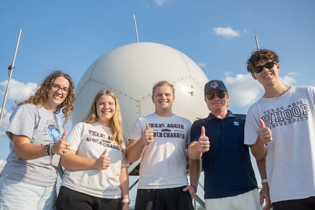 climavision's tweet image. WHOOP! Students from @tamu_atmo visited the rooftop radar last week. Having a supplemental weather radar on campus means more data in the classrooms and research as well as the opportunity to learn how a radar works. 
#weathertech #education #meteorology