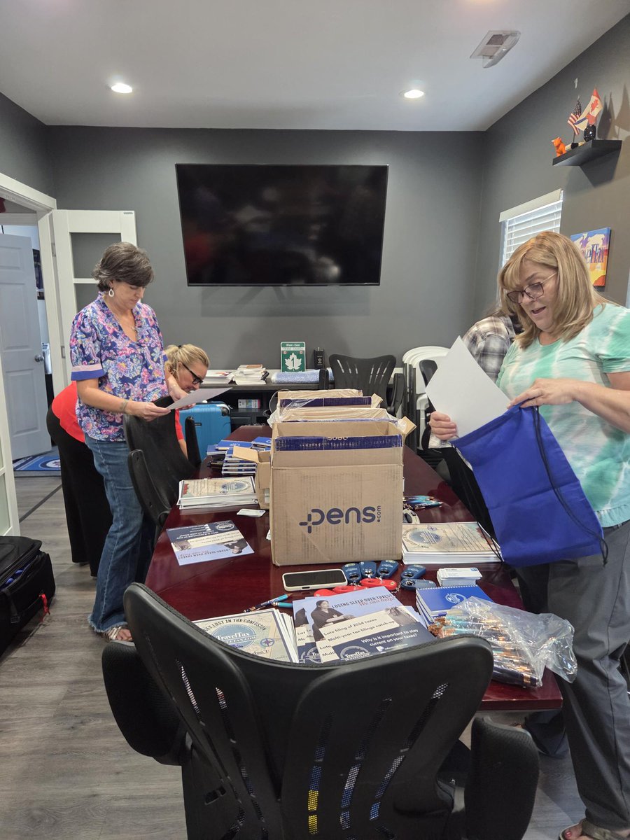traveltax's tweet photo. After hours of stapling flyers and stuffing tote bags and suitcases, we're totally packed and ready to go to @TravConVegas! Stop by Booth 300 to pick up some premium tax tips and merch! https://t.co/ewo9FxQtow