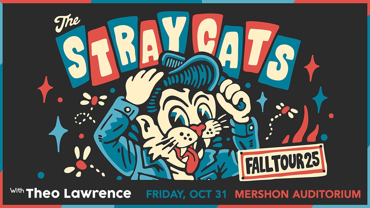 Mershon Auditorium (@mershonaud) on Twitter photo THIS JUST IN: Theo Lawrence will open for <a href="/thestraycats/">The Stray Cats</a> Friday, October 31st show at Mershon Auditorium. Select your seats today: ticketmaster.com/event/050062F6… THIS JUST IN: Theo Lawrence will open for <a href="/thestraycats/">The Stray Cats</a> Friday, October 31st show at Mershon Auditorium. Select your seats today: ticketmaster.com/event/050062F6…