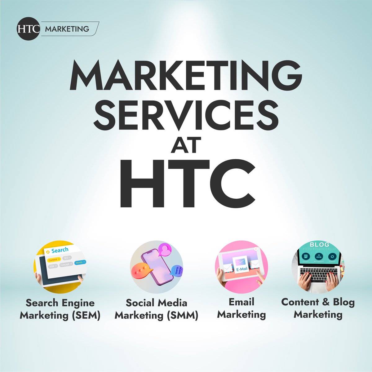 HTCWebSolutions's tweet image. From SEO to social media, email to content marketing, HTC helps your brand reach the right audience and achieve measurable results.🚀 Learn more about our services at htc.ca 
#marketing #digitalmarketing #marketingagency #SMM #SEM #contentmarketing