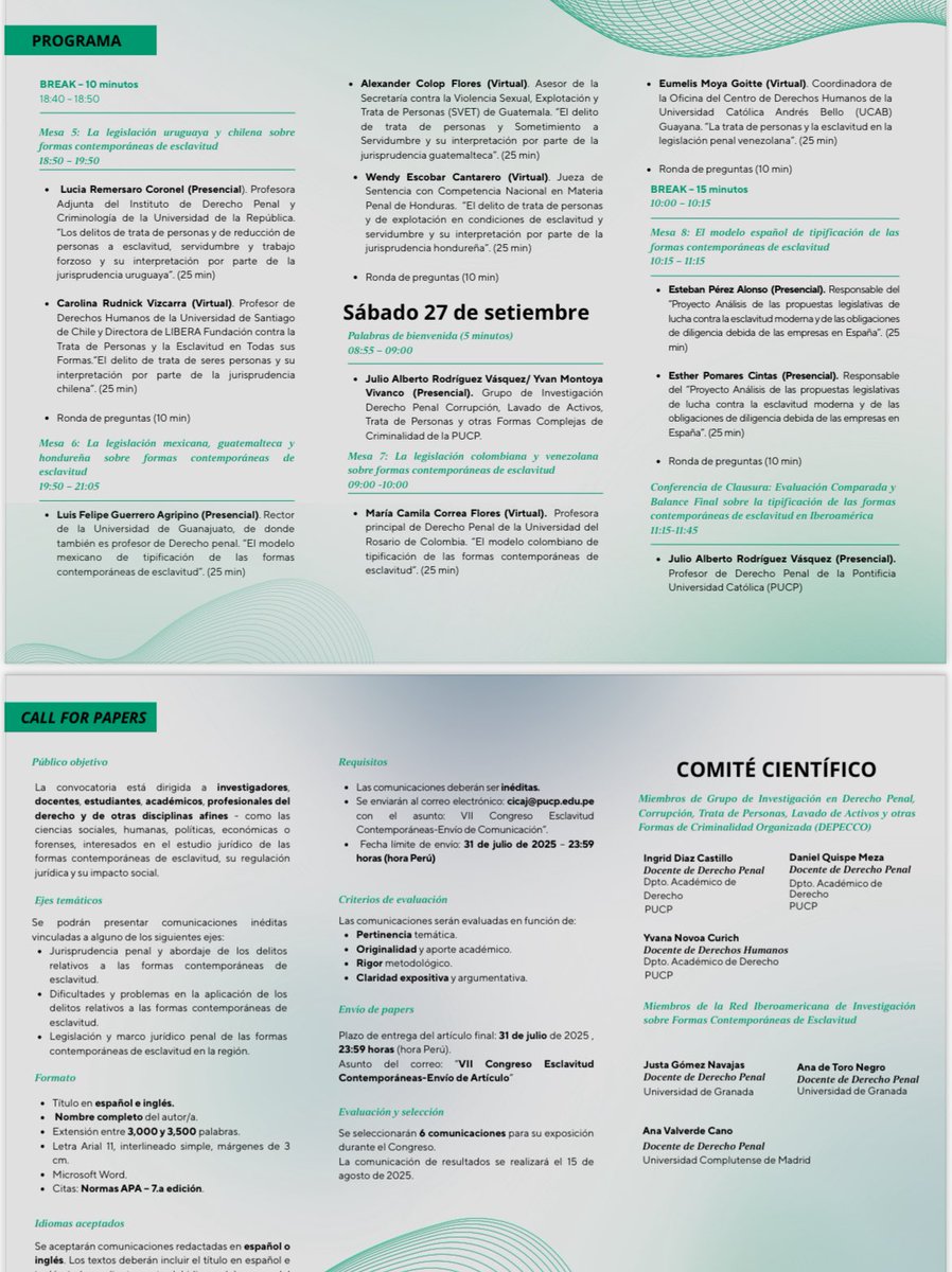 El 27 de septiembre participaré virtualmente en el  “VII Congreso Jurídico Internacional sobre Formas Contemporáneas de esclavitud: La legislación iberoamericana sobre trata y explotación de seres humanos a debate”. 
#SoyProfeJurisUR