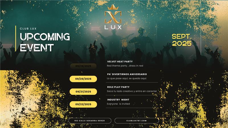 ClubLux787's tweet photo. 🎉 September Nights, Unforgettable Vibes! 🎶
Get ready for a month full of music, parties, and exclusive experiences. ✨

#NightlifeVibes #SeptemberEvents #PartyInStyle #LiveMusic #VIPExperience #UnforgettableNights #ClubLife #puertoriconights #djs #sanjuan #EXCLUSIVE https://t.co/8ySVzjTb1Y