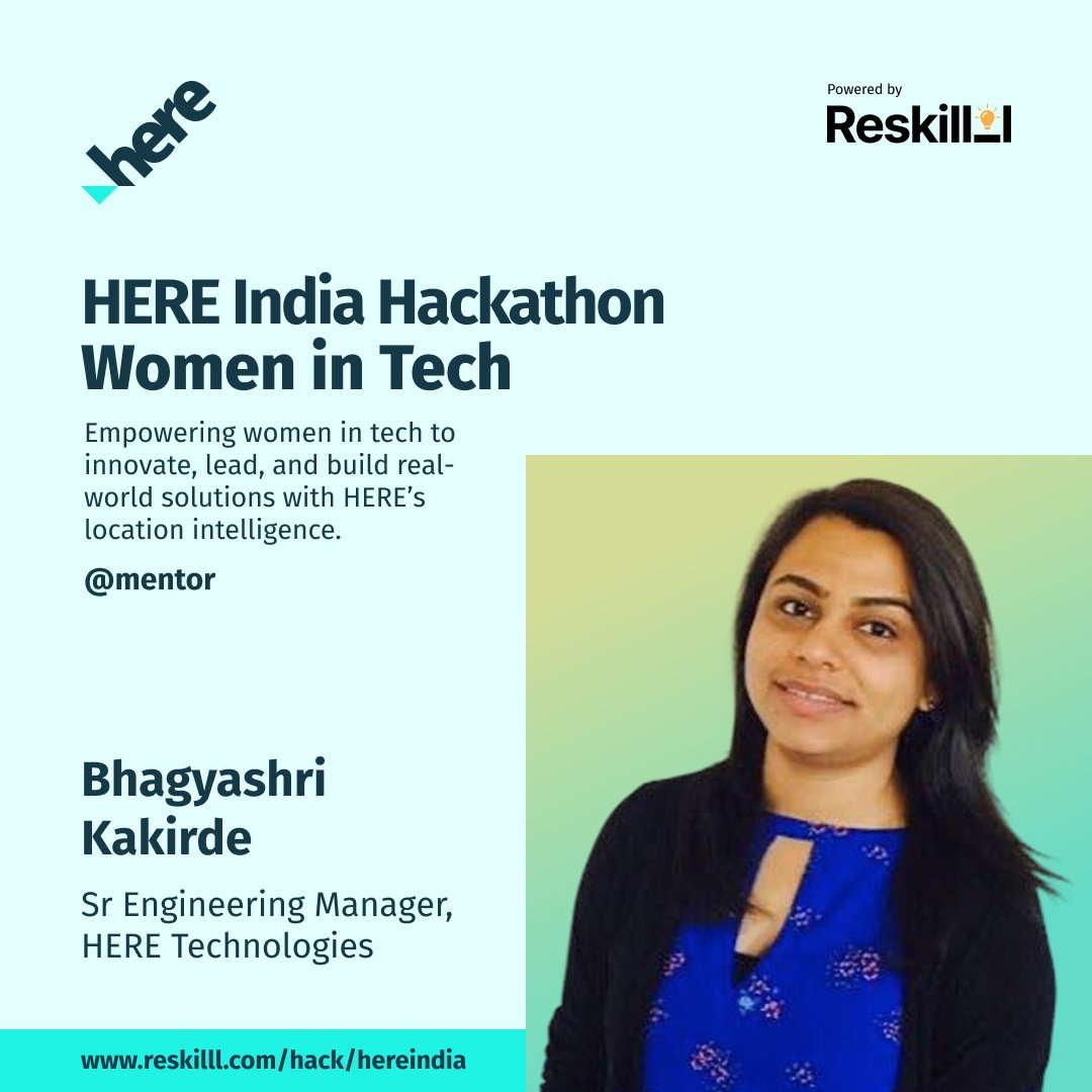 Reskilll (@reskilll) on Twitter photo π Meet Bhagyashri Kakirde (Sr. Engg. Manager, <a href="/here/">HERE Technologies</a> ) β Mentor at the HERE India Hackathon: Women in Tech! π©βπ»β¨
π INR 3.2 Lakhs in prizes
π€ Mentorship from HERE leaders
π Finale in Mumbai
π
Register by 30th Sept β
reskilll.com/hack/hereindia
#HEREHackathon #WomenInTech π Meet Bhagyashri Kakirde (Sr. Engg. Manager, <a href="/here/">HERE Technologies</a> ) β Mentor at the HERE India Hackathon: Women in Tech! π©βπ»β¨
π INR 3.2 Lakhs in prizes
π€ Mentorship from HERE leaders
π Finale in Mumbai
π
Register by 30th Sept β
reskilll.com/hack/hereindia
#HEREHackathon #WomenInTech