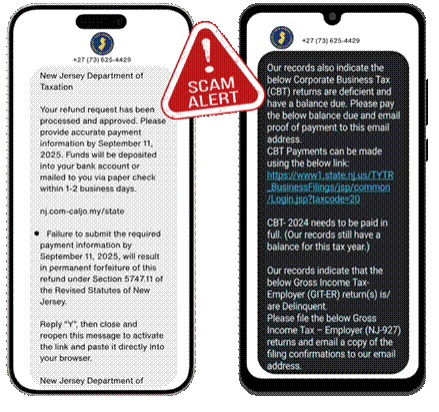 ⚠️SCAM ALERT⚠️

There’s a txt going around purporting to be the NJ Dept of Taxation. 

🚨Taxation will never txt you. (Taxation's bills come in the mail 😲)