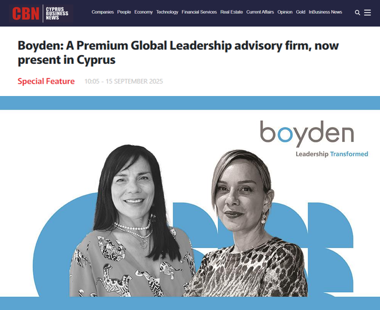 In Cyprus Business News (CBN), Anna S. Chatzikonstantinou and Cleri Solomou-Mela, the newest member of Boyden’s #Cyprus team, share insights on building #leadership teams and sourcing #globaltalent as Cyprus emerges as a dynamic hub.    
Read more: cbn.com.cy/article/118933…
