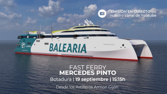 Baleària emite en directo la botadura del nuevo ‘fast ferry Mercedes Pinto’
ferrybalear.com/balearia-emite… <a href="/Balearia/">Baleària</a>