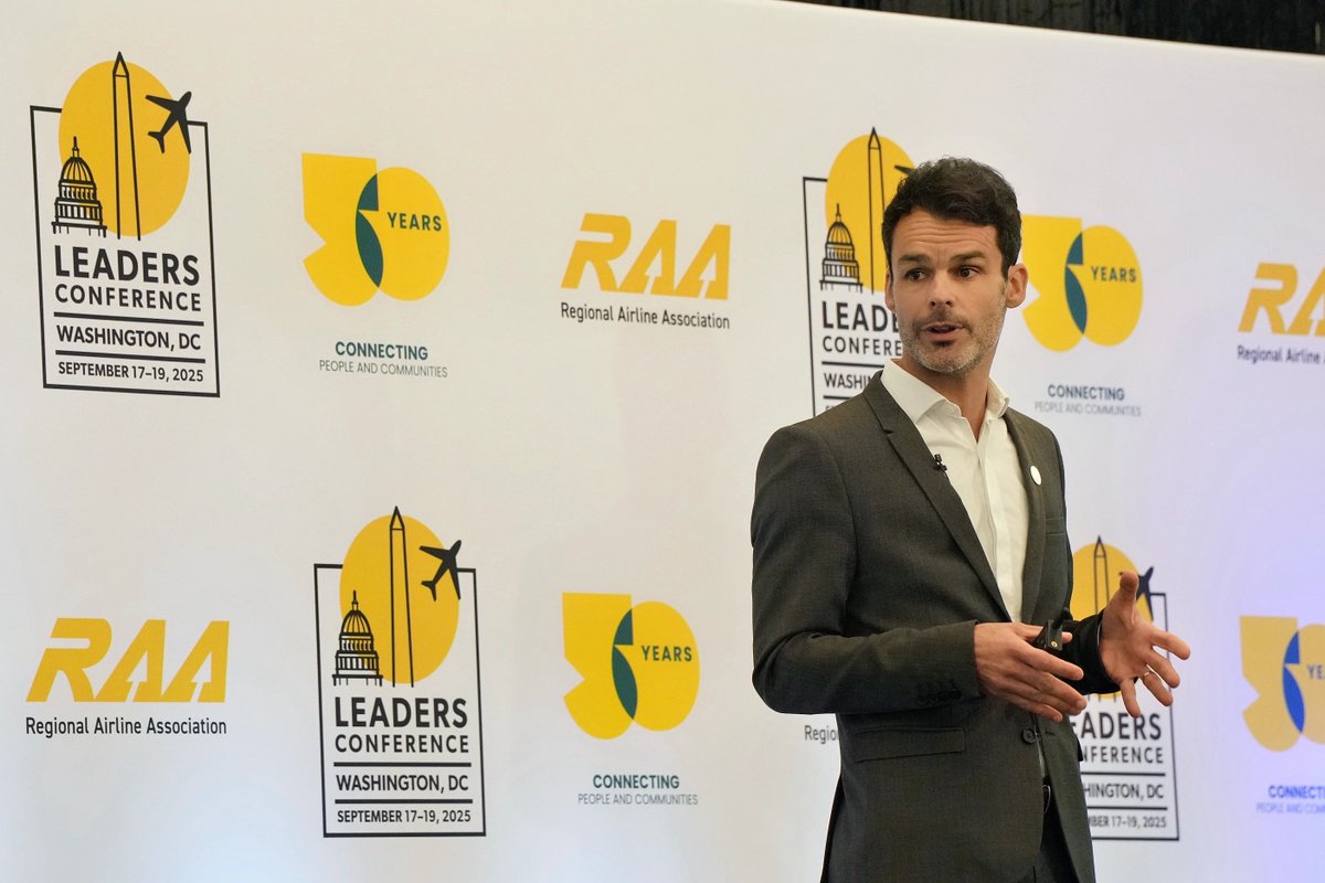 Alexis Vidal, Senior Vice President Commercial at <a href="/ATRaircraft/">ATR</a>, addresses the attendees at the #RAALeadersConference. A special thank you to ATR for being a Milestone Sponsor! #RAALeadersConference
