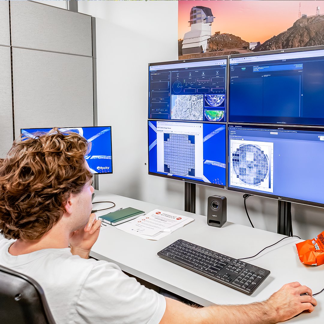 SLAClab's tweet image. In control over 5,000 miles away

Chile and California aren&apos;t exactly close - and @VRubinObs is atop Cerro Pachon at almost 9,000 ft. - but there’s a Rubin control room right here at SLAC! Learn how we use it to help #CaptureTheCosmos:  stanford.io/48lOPeK