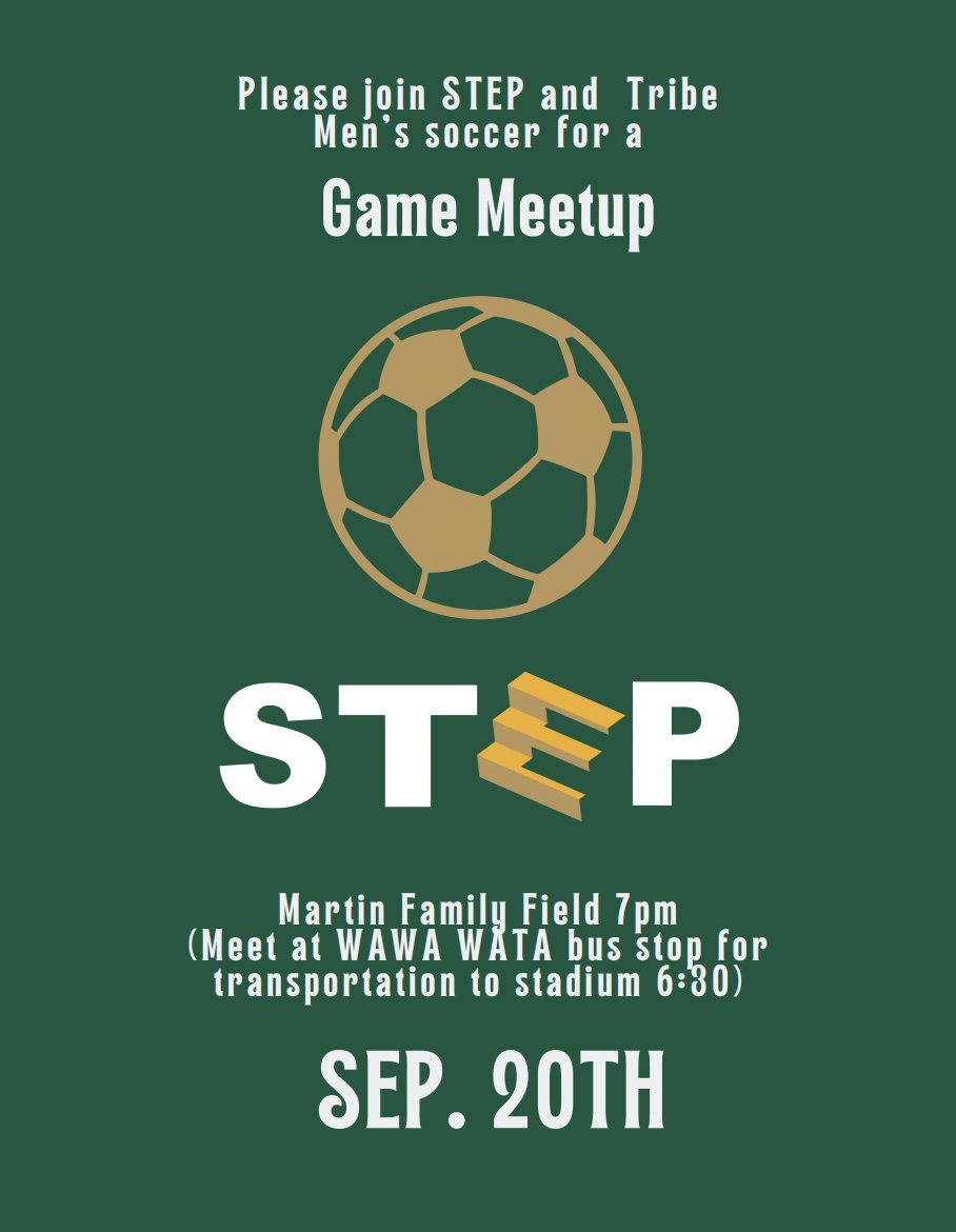 wm_step's tweet image. Join STEP this Saturday the 20th and watch Soccer take on Elon! Meet at the bus stop by Wawa at 6:30 for transportation to the stadium!