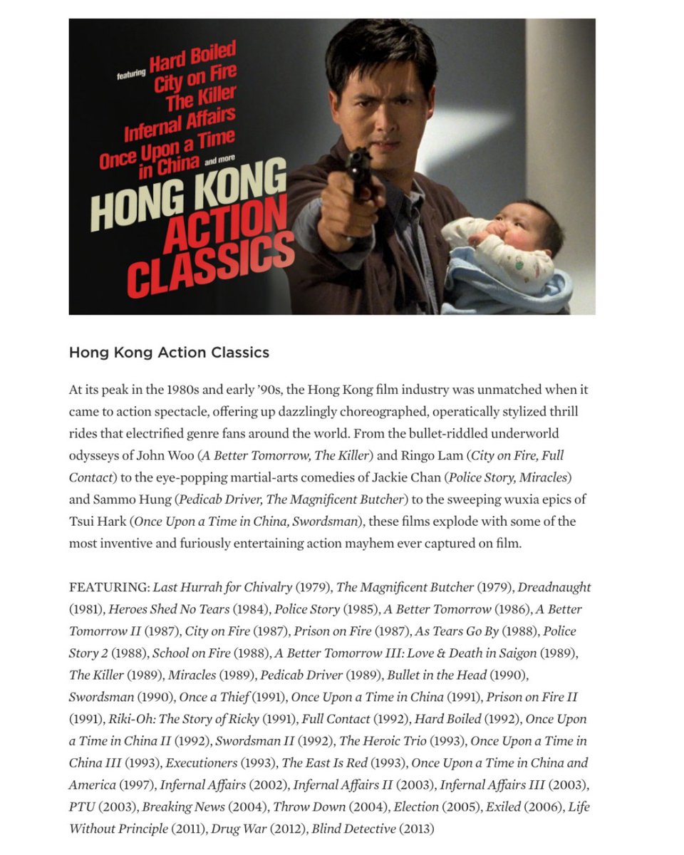 HONG KONG ACTION CLASSICS • Coming to <a href="/criterionchannl/">Criterion Channel</a> in October! criterion.com/current/posts/…