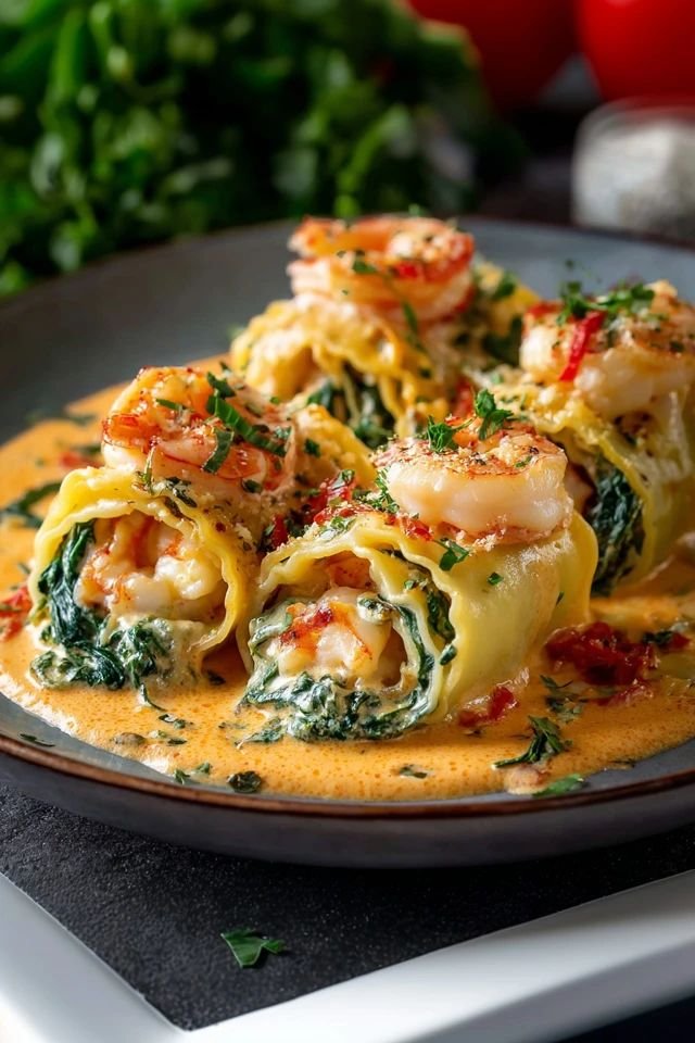 rock716860's tweet photo. Cheesy Shrimp &amp; Spinach Pasta Rolls with Creamy Red Pepper Sauce https://t.co/RuZhDCUYyw