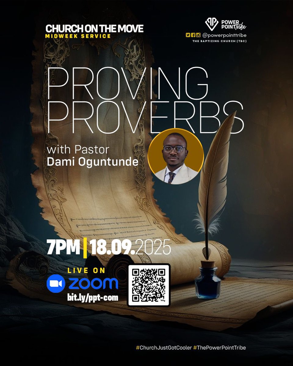 Thursdays are for Church on the Move (COM)

Ready your hearts to receive God’s word brought by our Shepherd, Pastor Dami <a href="/damioguntunde/">Dami Oguntunde</a> 💫

Join us at 7pm for Midweek Service! Promises to be a refreshing time in God’s presence 💥

#COM #MidweekService #BibleStudy