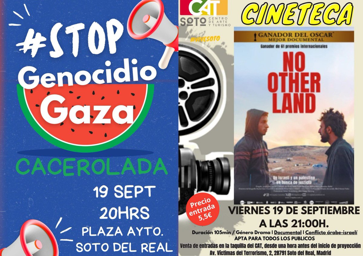 Mañana alzamos la voz contra el genocidio en Gaza 
#StopGazaGenocide‌NOW 
<a href="/PsoeSotodelReal/">PSOE Soto del Real</a> y vecin@s Soto