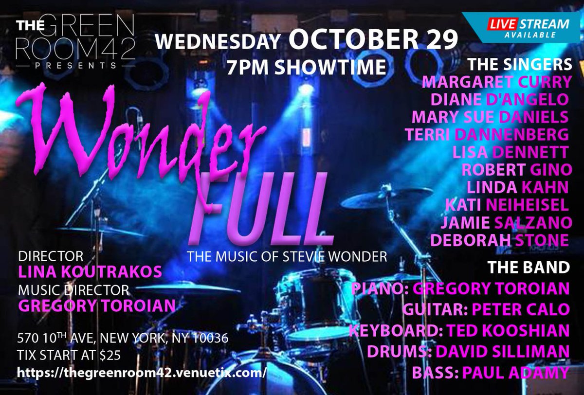 Back by popular demand. Tix available online. In-person and streaming options thegreenroom42.venuetix.com/showdetails/YR…