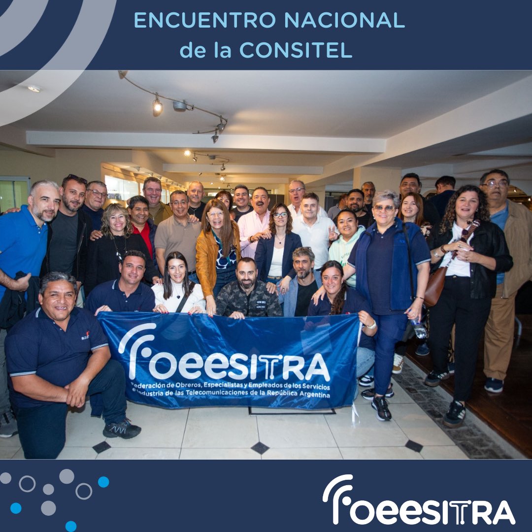 foeesitra's tweet photo. ☑️ ENCUENTRO NACIONAL DE LA CONSITEL

Los días 16 y 17 de septiembre se llevó a cabo en la sede de FOETRA, en la Ciudad Autónoma de Buenos Aires, el primer Encuentro Nacional de la Confederación de Sindicatos de las Telecomunicaciones. 
La reunión estuvo encabezada por la mesa directiva de la CONSITEL, que preside Claudio Marín (FOETRA), de la cual forma parte nuestro Secretario General de la FOEESITRA,  Daniel Rodríguez en su carácter de Vicepresidente, y que completan Claudio César (FATTEL), Patricio Arbelo (CEPETEL), Fabián Bocella (UPJET) y José Magno (FOMMTRA). 
Dentro de un esquema dinámico y altamente participativo, compañeros y compañeras que representaron a todos los Sindicatos del país, abordaron temas que son transversales a todos los trabajadores y trabajadoras de las telecomunicaciones a lo largo y ancho de la Argentina. 
En este sentido se establecieron comisiones  en las que se debatieron las siguientes temáticas: 
Transformaciones tecnológicas, Formación profesional y sindical, 
Encuadramiento y afiliación, 
Fondo compensador, Obra Social, 
Funcionamiento de la CONSITEL y 
Violencia laboral y Género. 
En el cierre del cónclave, se expusieron las conclusiones de cada comisión, que serán la piedra basal de un plan de acción conjunto, que llevará adelante la Confederación en pos de enfrentar los desafíos que tenemos por delante, en un sector de permanentes  transformaciones tecnológicas con nuevos actores y escenarios cambiantes, que nos ponen a prueba de manera constante. 
La Solidaridad como bandera, la organización como método innegociable, sin sectarismos y en UNIDAD, fueron las consignas que se destacaron en el final, en donde además se anunció la masiva adhesión y participación a la Marcha Federal Universitaria. 

#consitel #encuentronacional #telecomunicaciones #foeesitra #marcha #UniversidadPublica