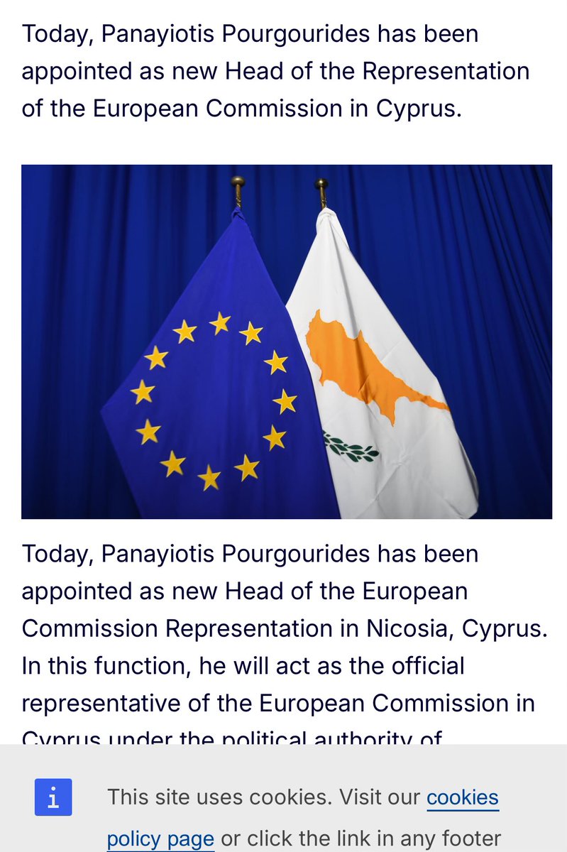 Ιδού και ένας σπουδαίος διορισμός. Αυτός του <a href="/PPourgourides/">Panicos - Aggelos Pourgourides</a>, που από χθες είναι ο επικεφαλής της αντιπροσωπείας της ΕΕ στην Κύπρο. Ακέραιος, ικανός, πεπειραμένος. Και κύριος. Καλή δουλειά αγαπητέ μου φίλε!