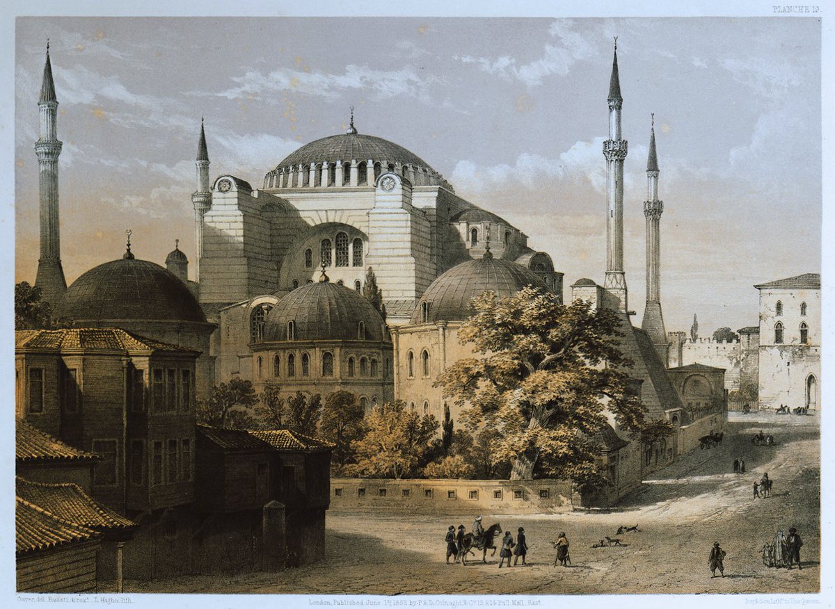 Hagia Sophia by Gaspare Fossati (1852)

From "Aya Sofia, Constantinople, As Recently Restored by Order of H.M. the Sultan Abdul Medjid, from the original drawings by Chevalier Gaspard Fossati,  lithographed by Louis Haghe"