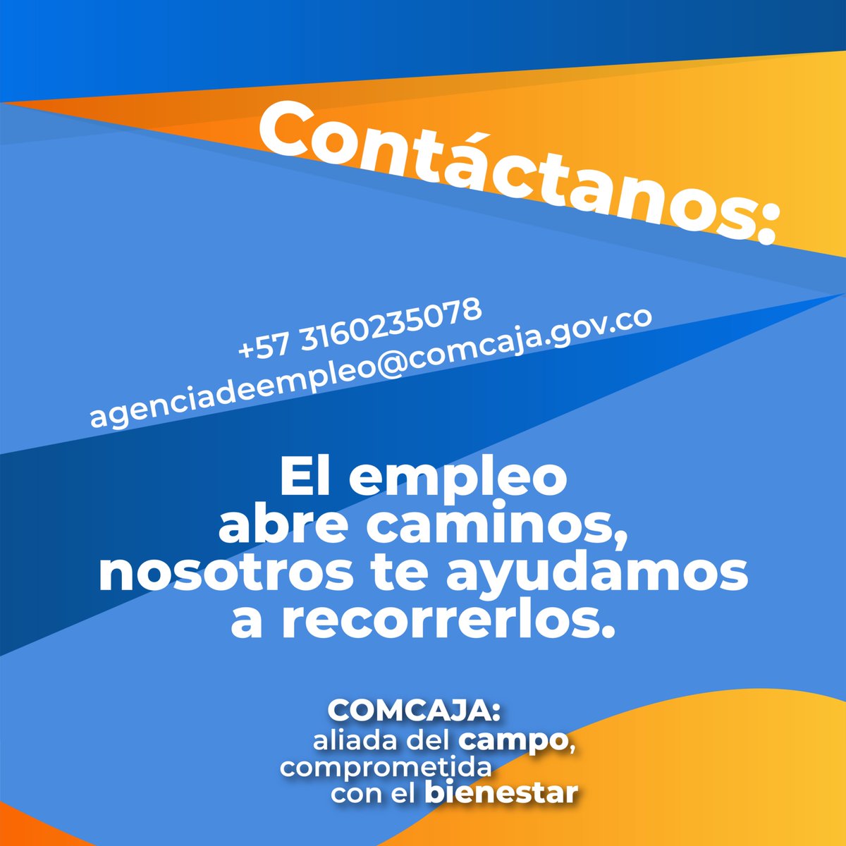 ComcajaCcf's tweet photo. 🌟 La Agencia de Empleo de COMCAJA te conecta con nuevas oportunidades laborales y apoya a las empresas en sus procesos de selección.
📲 Contáctanos: +57 3160235078
✉️ agenciadeempleo@comcaja.gov.co

#AgenciaDeEmpleo #COMCAJA #OportunidadesLaborales #BienestarRural #TrabajoDigno https://t.co/3GmTFtsbm3