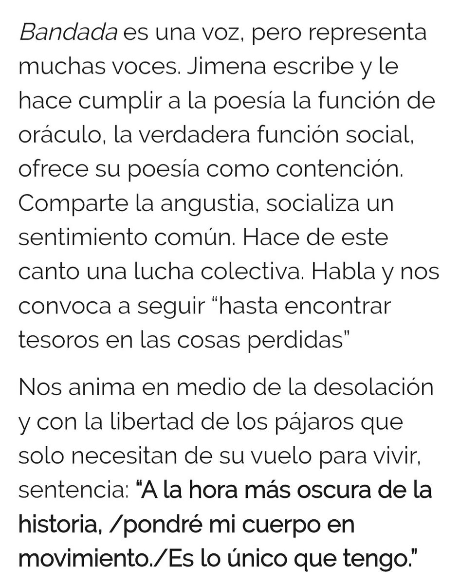 Comparto esta reseña de BANDADA que me emocionó mucho. Escribió la genial @inesbusquets para la Agencia Paco Urondo, aquí van algunos momentos ☀️🦅  <a href="/SantosLocos1/">Santos Locos</a> 📚

agenciapacourondo.com.ar/cultura/la-poe…