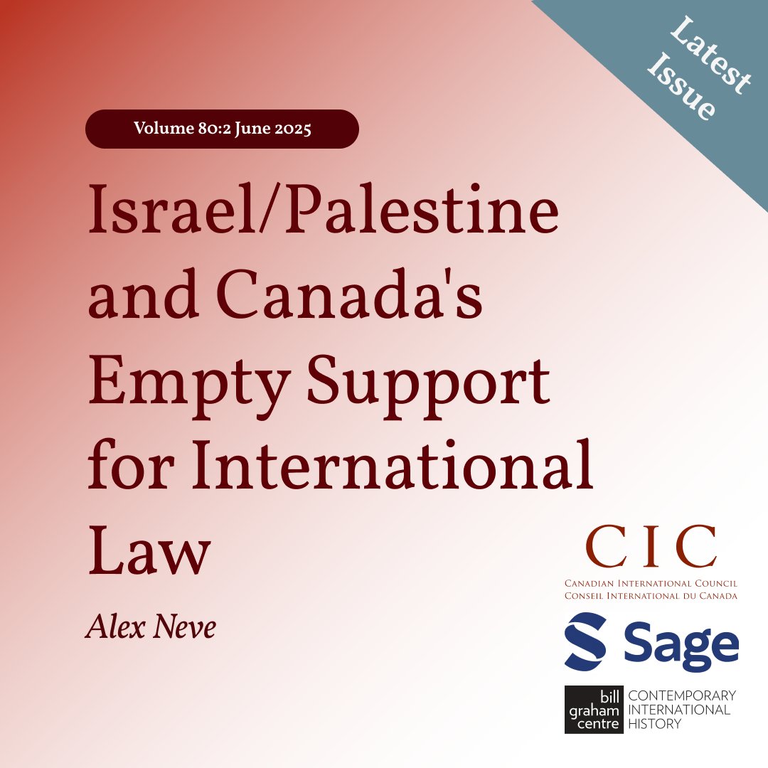 Intl_Journal's tweet image. Canada stresses international law in Israel/Palestine, but Alex Neve finds little follow-through in practice. doi.org/10.1177/002070…