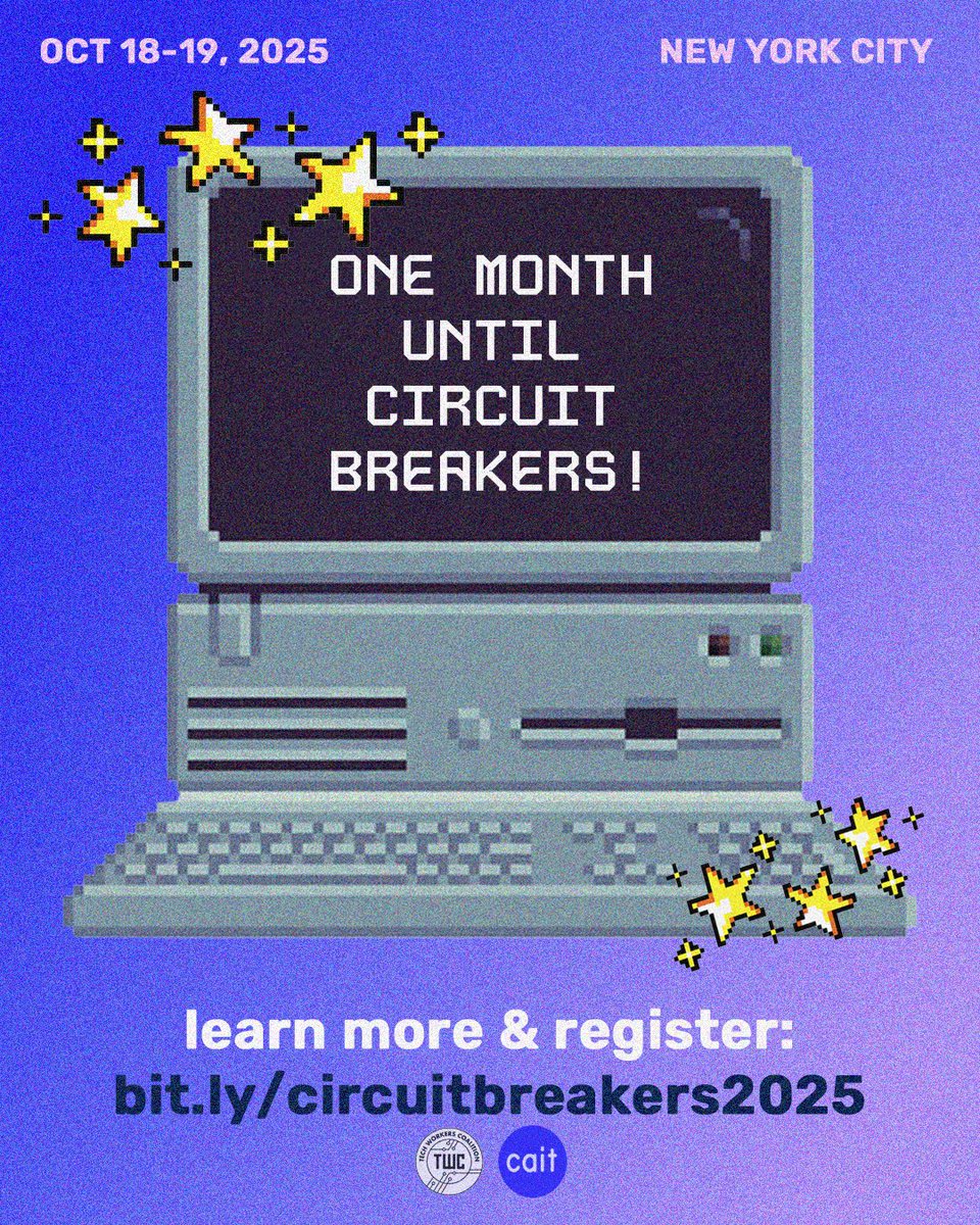 techworkersco's tweet image. We are officially one month away from Circuit Breakers 2025!

We have limited tickets available, so grab yours now and learn more at bit.ly/circuitbreaker… 🎟️