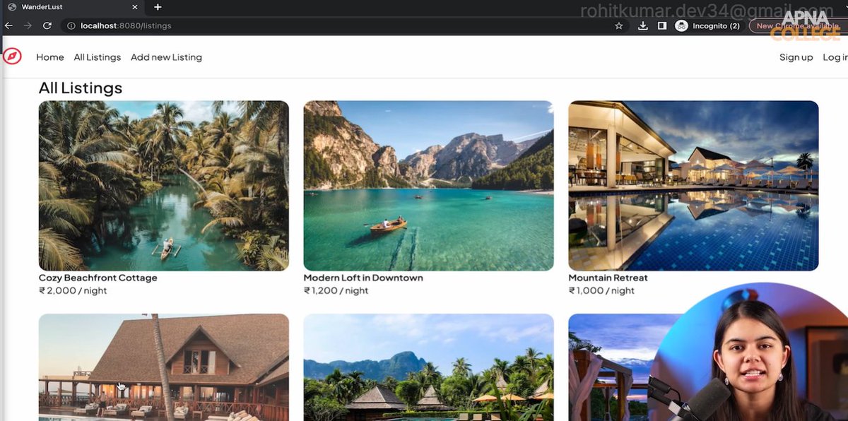 dev_rohitkumar's tweet image. 🚀 Day 100 of #100DaysOfCode 🚀
📌 Project - Phase 3 (Part a)
⚙️ MVC - Model, View, Controller
🏡 MVC for Listings
👥 MVC for Reviews & Users
🔄 Router.route
⭐ Re-style Ratings
#Coding #JavaScript #WebDevelopment @ApnaCollegeX @ShradhaKhapra_