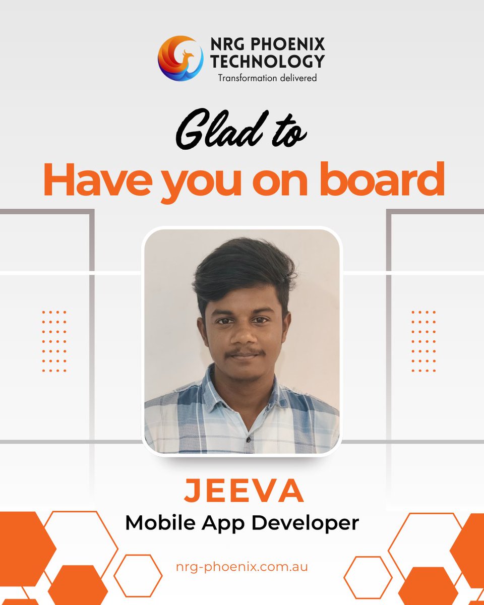 nrgphoenixtech's tweet image. ✨ A warm welcome to our new Mobile App Developer, Jeeva S! With passion for innovation and a sharp eye for detail, we’re thrilled to have you on board. Here’s to building great things together at NRG! 🚀
.
.
#nrgfamily #newbeginnings #mobileappdeveloper #appdeveloper #teamNRG