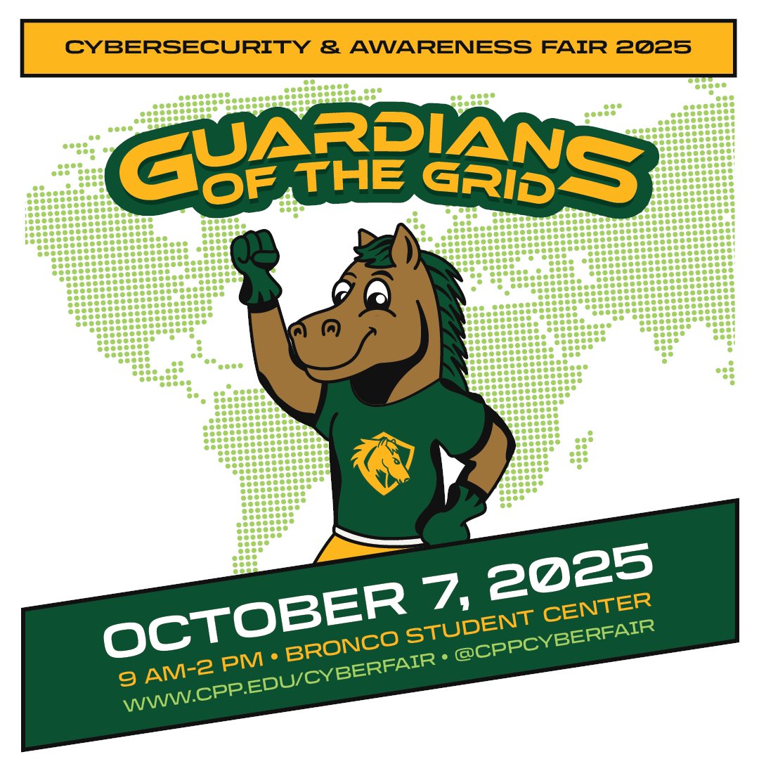 cppIT's tweet image. The Cybersecurity Awareness Fair returns on October 7 and tickets are available now at cpp.edu/cyberfair. This event is free and open to the public.