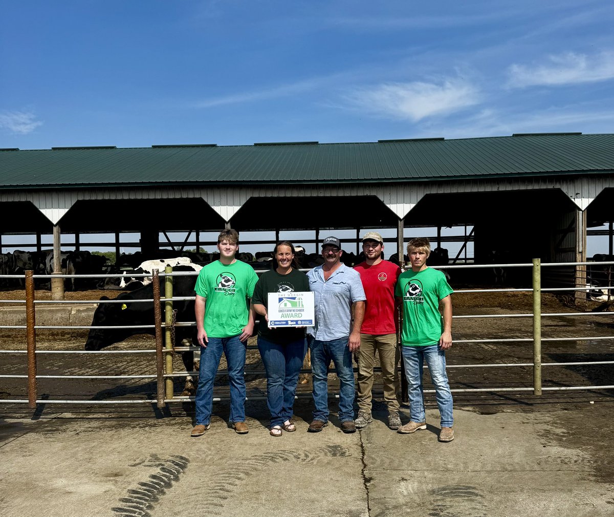 supportfarmers's tweet photo. What a great day to present the Wergin Good Farm Neighbor award - a first in Bremer County to the Ebaugh Family! 
“Iowa’s agricultural strength is built on families like the Ebaughs, who don’t just…”
 
https://t.co/kKXS7j4uYa
@IADeptAg @BigShowFarm @MidwestDairy https://t.co/FAsqGdvCJf