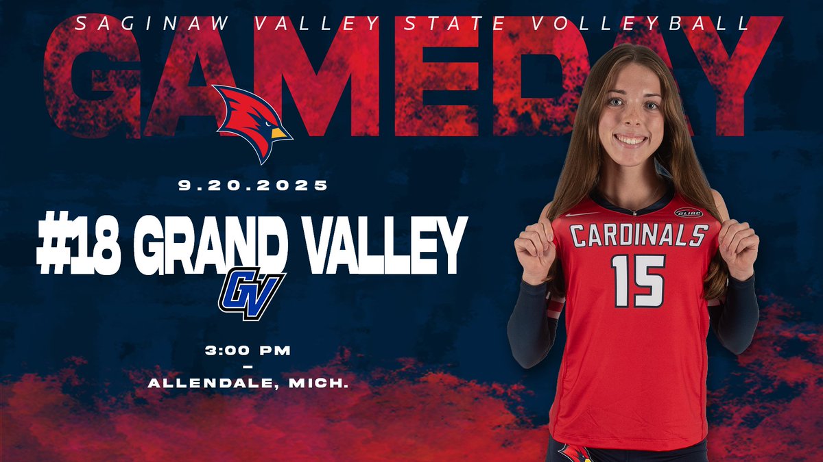 svsuathletics's tweet photo. π¨MATCH DAYπ¨
π: @SVSU_vb
π: Grand Valley State
π
: September 20, 2025
π: 3:00 PM EDT
π: Allendale, Mich.
πΊ: https://t.co/FuDQ1aGCLk
#BeaksUp #GoCards #StandOut #SVSUVB https://t.co/lmia3sAEvu