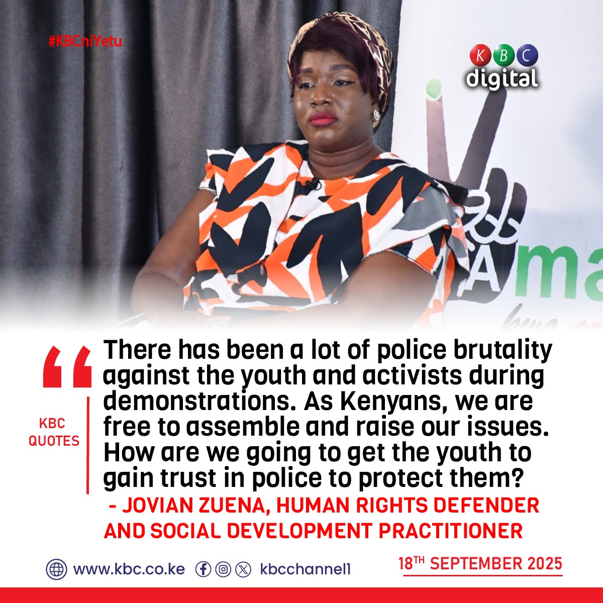 There has been a lot of police brutality against the youth and activists during demonstrations. As Kenyans, we are free to assemble and raise our issues. How are we going to get the youth to gain trust in police to protect them? Jovian Zuena
#AmaniKwaGround