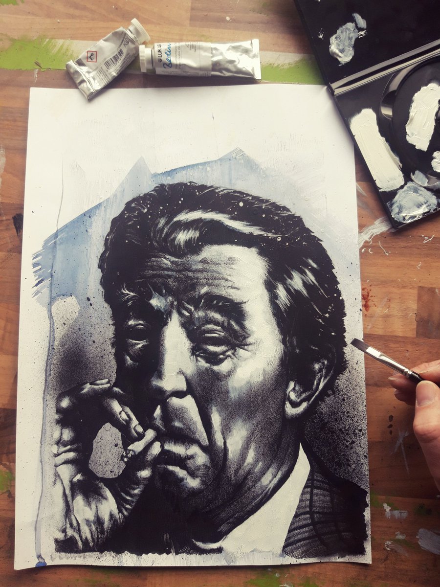 Mitchum.
Ink, acrylic and oils on paper.
