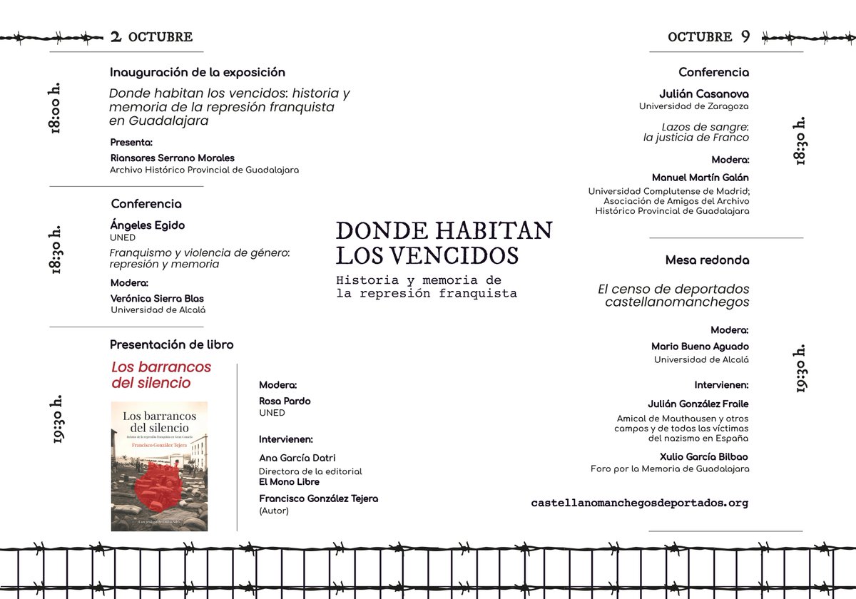 grafosfera's tweet photo. Ciclo de conferencias "Donde habitan los vencidos. Historia y memoria de la represión franquista", dirigido por @riansares92 y Verónica Sierra Blas, de @grafosfera https://t.co/IeeA3SDxeC