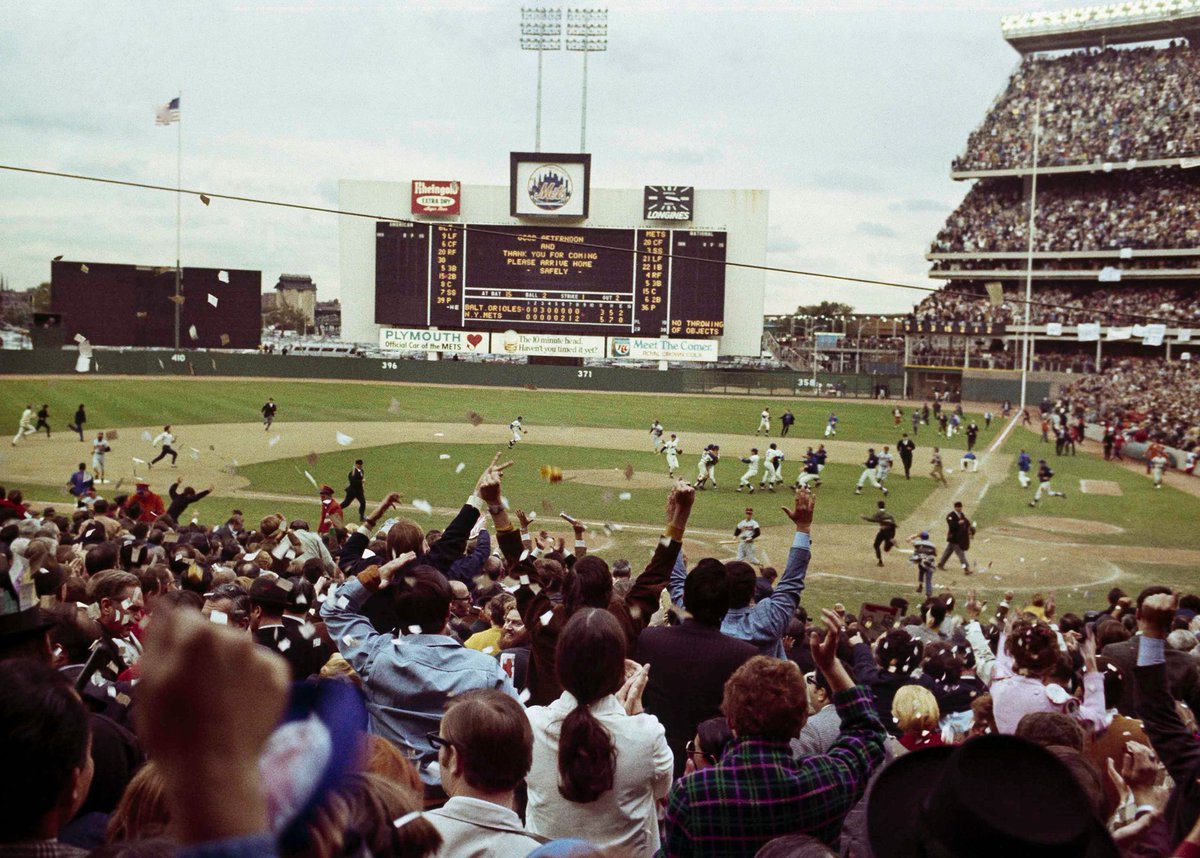 Shea Stadium, opened in Flushing NY, 1964, along with the World's Fair. The following 5 years it was the most dynamic Athletic Stage in the country.  in '66 Joe Namath took over as starting QB for the NY Jets and in the '68 season (Jan '69 Super Bowl) became World Champs.
In