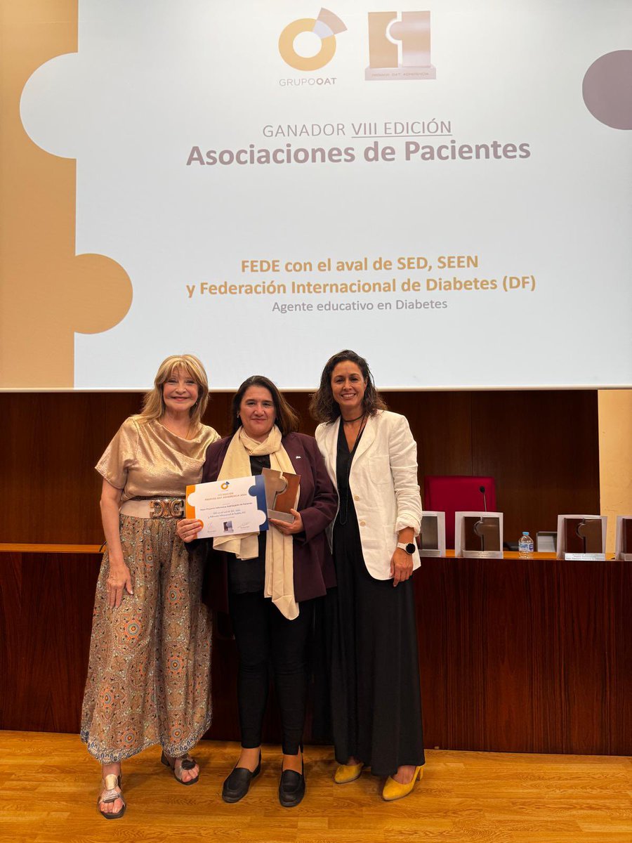 🏆 Categoría de mejor proyecto en Asociaciones de Pacientes 🏆

🥁El premio al mejor proyecto es para <a href="/FEDE_Diabetes/">Federación Española de Diabetes (FEDE)</a>, con el aval de Sociedad
Española del Dolor <a href="/Sedolor/">Sociedad Española del Dolor</a>, SEEN <a href="/sociedadSEEN/">Sociedad SEEN</a> y Federación Internacional
de Diabetes <a href="/IntDiabetesFed/">Int. Diabetes Fed.</a>

#PremiosOatAdherencia <a href="/OximesaNG/">OximesaNG</a>