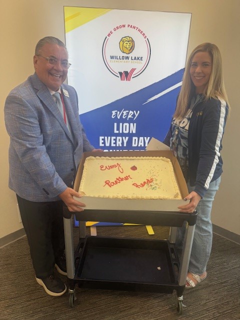 Director Brian Funk delivered a special treat for teachers at Willow Lake Elementary to recognize their success in improving IREAD scores! #WeGrowPanthers #WhyWT