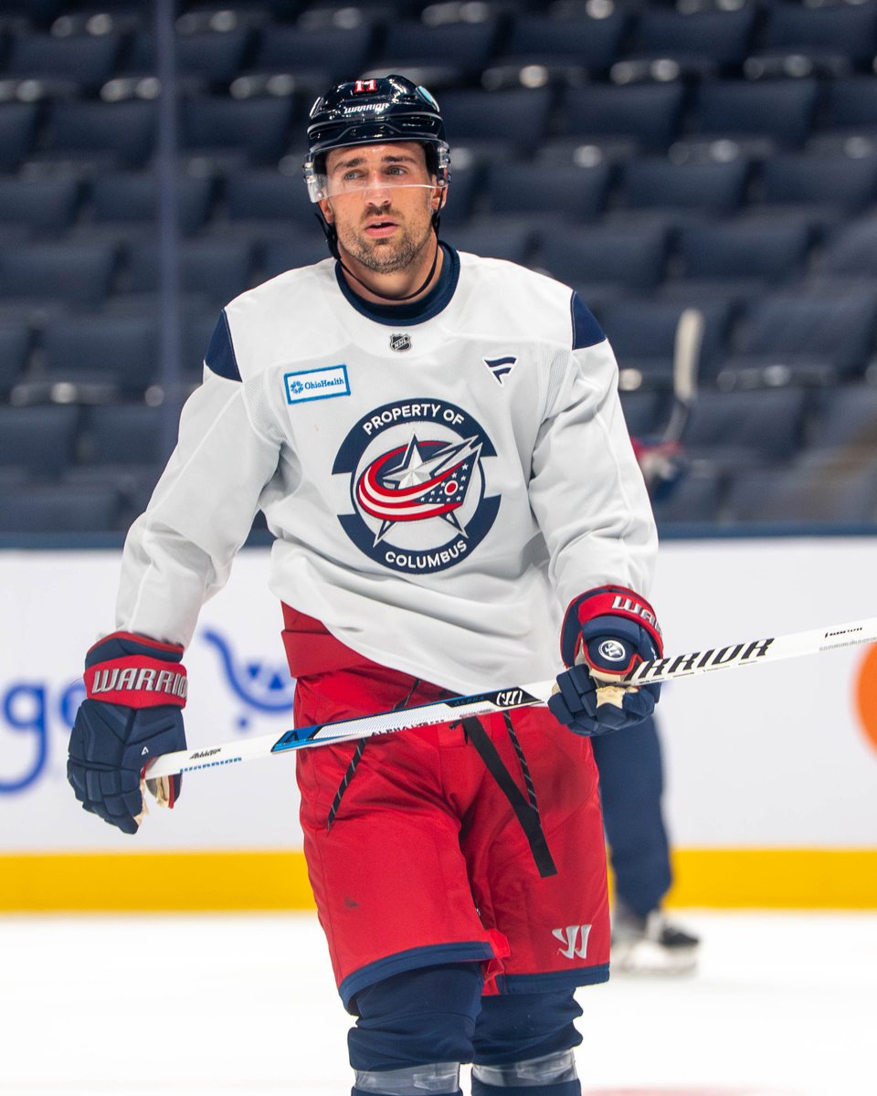BlueJacketsNHL's tweet photo. BACK IN ACTION 💥

@OhioHealth | #CBJ https://t.co/jRpQV2gN1d