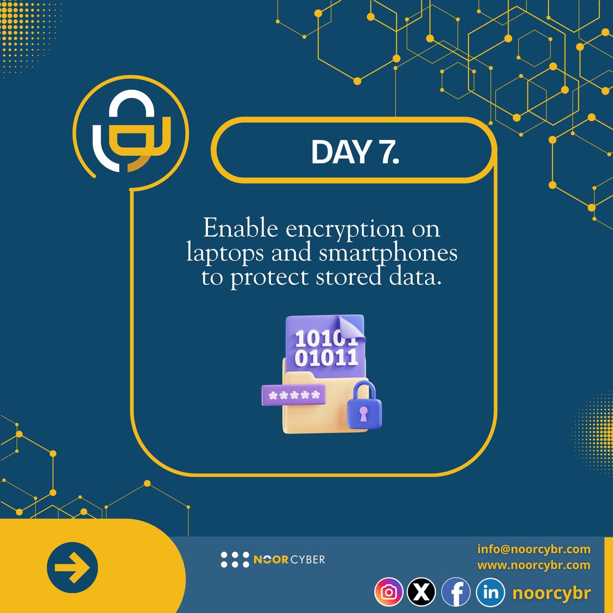 NoorCybr's tweet image. 📱 Lost phone ≠ lost privacy.
🔐 Encryption keeps your data safe—even when your device isn’t.
Day 7: Lock it down from the inside.
.
.
#NoorCyber
#CyberSecurity
#EncryptionMatters
#StaySecure
#CyberTips
#DigitalDefense
#OnlineSafety
#DataProtection
#CyberCampaign