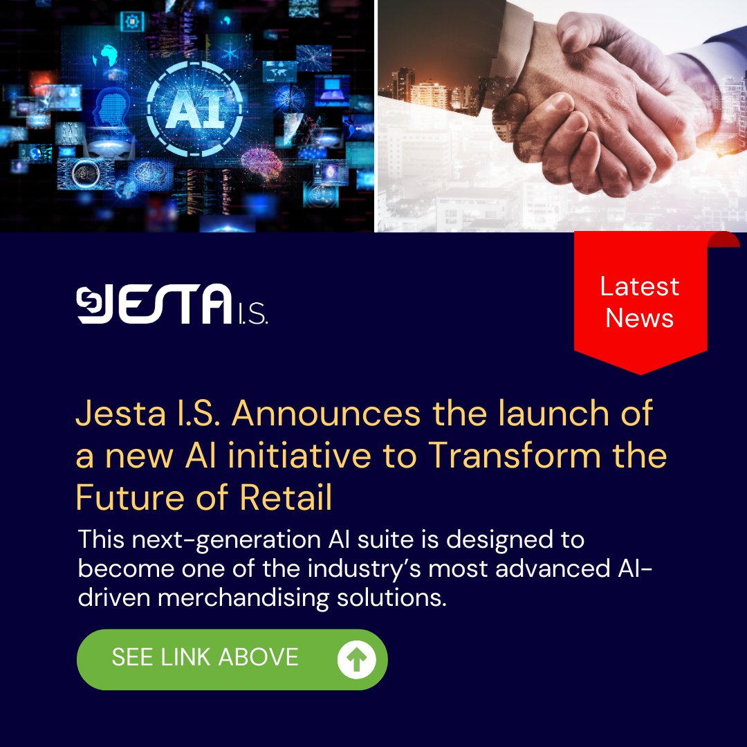 📢Big news from Jesta I.S.!
We’re proud to announce a bold new AI initiative: the development of a next-generation Retail Optimization Platform designed to transform the future of retail.
Read the announcement here - bit.ly/3K65Hwd