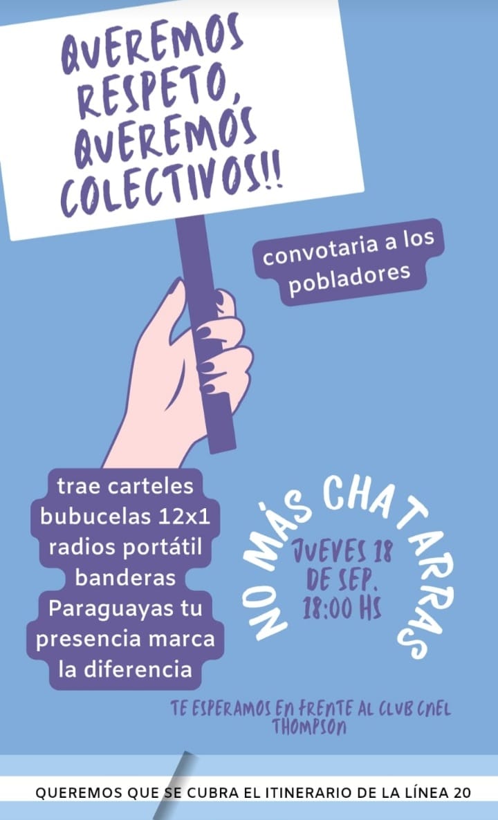 gyudice's tweet image. Hoy desde @opama_py acompañamos el reclamo de los pasajeros y pasajeras de Colonia Thompson, Ypane.
Una zona olvida que quedó sin servicio de transporte.