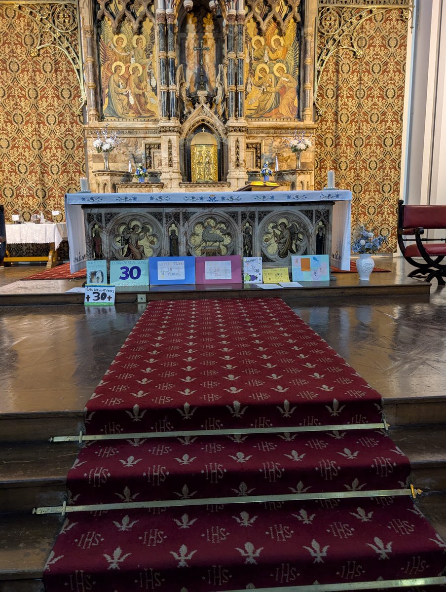 Congratulations again to Father Silviu, our parish priest, on the 3️⃣0️⃣th anniversary of his ordination! We made him big cards to celebrate and he showed them all off at his special Mass. We think he deserves a shout out from <a href="/lpoolcatholic/">Archdiocese of Liverpool</a> #Vocation #Service
