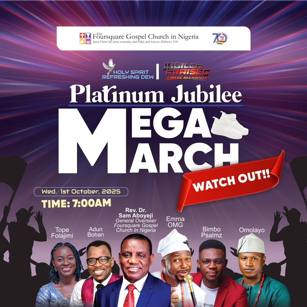 FoursquareNigr's tweet image. 🚶‍♂🚶‍♀ Platinum Jubilee Mega March – 1st October 2025 🎉

Do you know that on Wednesday, 1st October 2025, all Foursquare Next Gen and the young at heart will be gathering for a Platinum Jubilee Mega March to Tafawa Balewa Square, Lagos by 7:00 AM – just an hour before the...