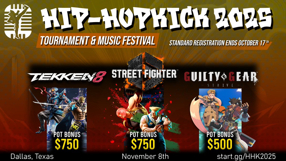 ‼️BOWUFEST WINNINGS UPDATE‼️

BOWUFest winners of: TEKKEN 8, STREET FIGHTER 6, and GUILTY GEAR -STRIVE- at will receive free entry comp to Hip-Hopkick 2025 in Dallas, TX!

Enter to score post bonuses💰 and hang out with us this weekend at Soft Landing Arcade!
