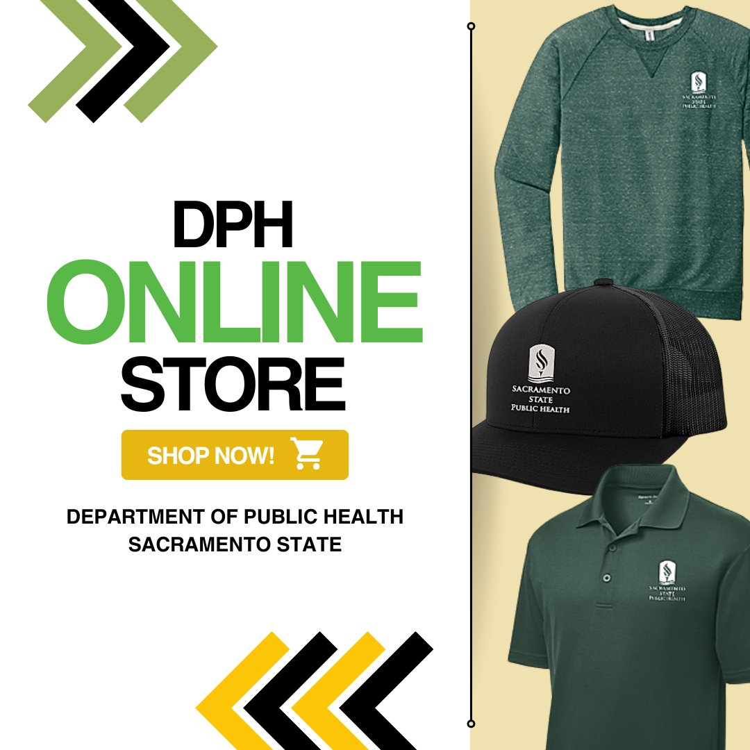 🎉 DPH online store is OPEN! Shop now: ssdoph25.itemorder.com/shop/home/ 🎉

All orders will take 2-3 weeks to process AFTER order date. Thank you! 💚
#sacstate #publichealth