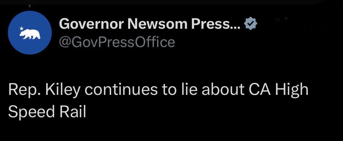KevinKileyCA's tweet photo. By all means, take me for a trip on the LA to SF train that was promised by 2020. Happy to be proven wrong. https://t.co/SWPPJxwAGQ