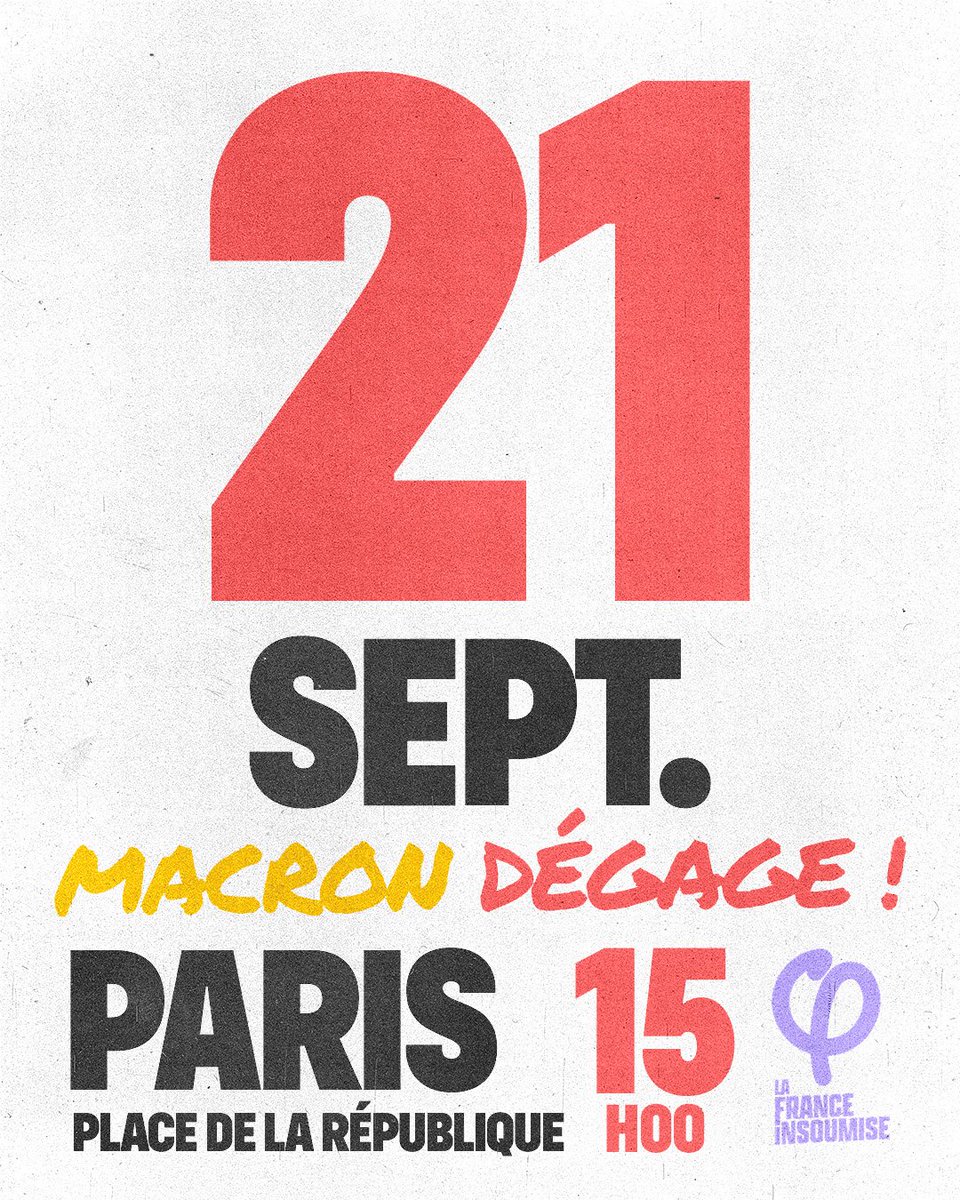 Nous ne relâcherons pas la pression avant le départ de Macron !

Rendez-vous ce dimanche 21 septembre à 15 h, place de la République à Paris.

#18septembre2025