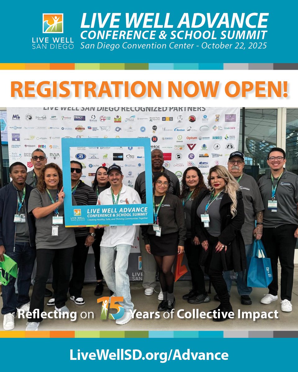 livewell_sd's tweet photo. The countdown is on – registration is now open!! 📣
Join us for a day of inspiration and innovation as we reflect on 15 years of collective impact!
Save your spot! Register for FREE at https://t.co/i4T3niT1Sl 💫 #LiveWellSD #2025LWA https://t.co/zHCghIzNdE