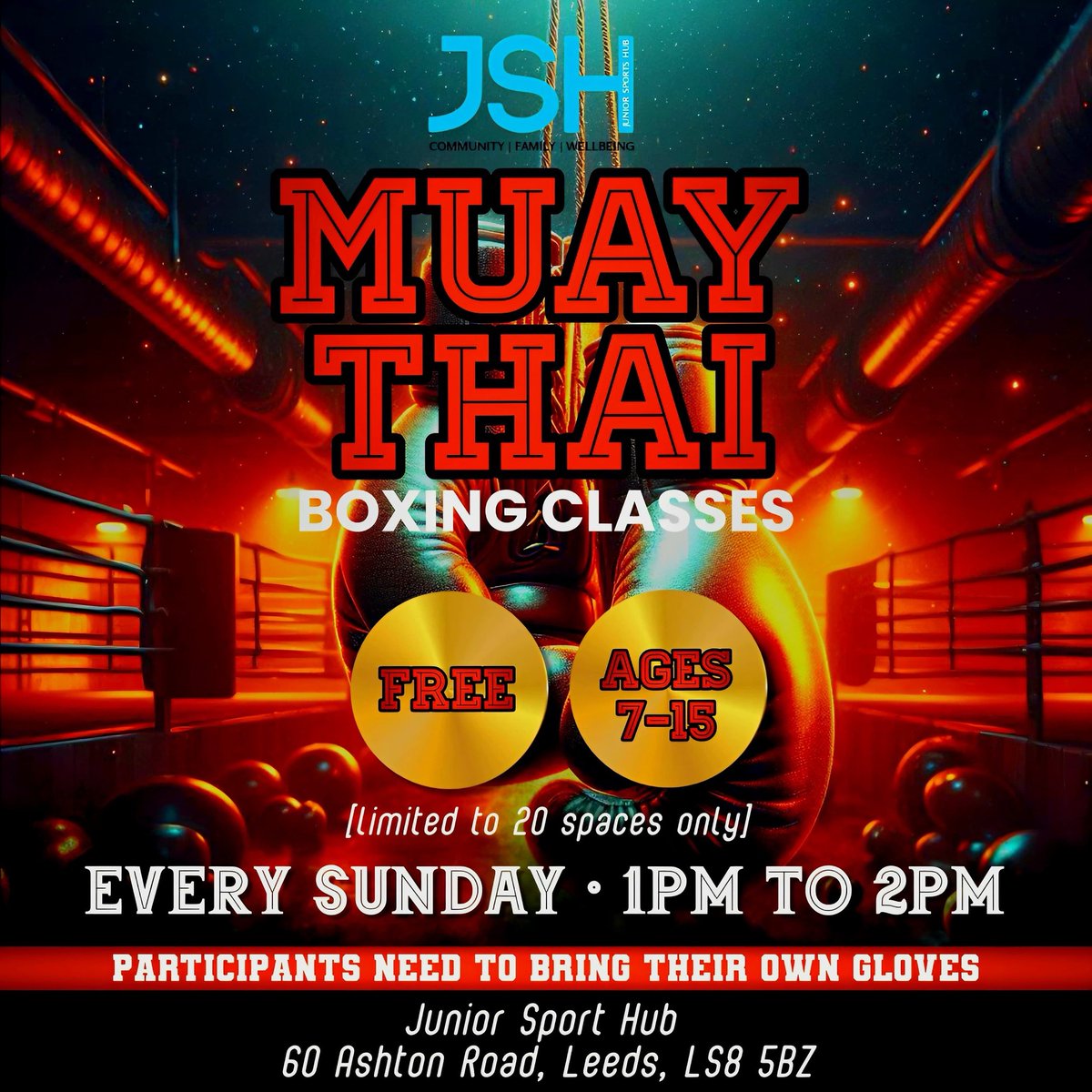We’re offering FREE Muay Thai classes for kids aged 7–15 years!

It’s more than just kicks and punches, your child will:
✨ Build confidence
✨ Get fitter &amp; stronger
✨ Learn respect &amp; discipline

Spaces are limited – don’t miss out on this awesome opportunity! 🚀