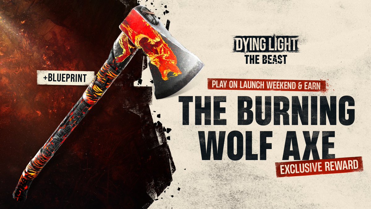 Play Dying Light: The Beast on launch weekend for at least 4 hours to receive a special gift: the Burning Wolf Axe! Just head to Dying Light Outpost, make sure your gaming platform is linked and claim it. But don't wait around, you've only got until 6PM CEST on September 22 to