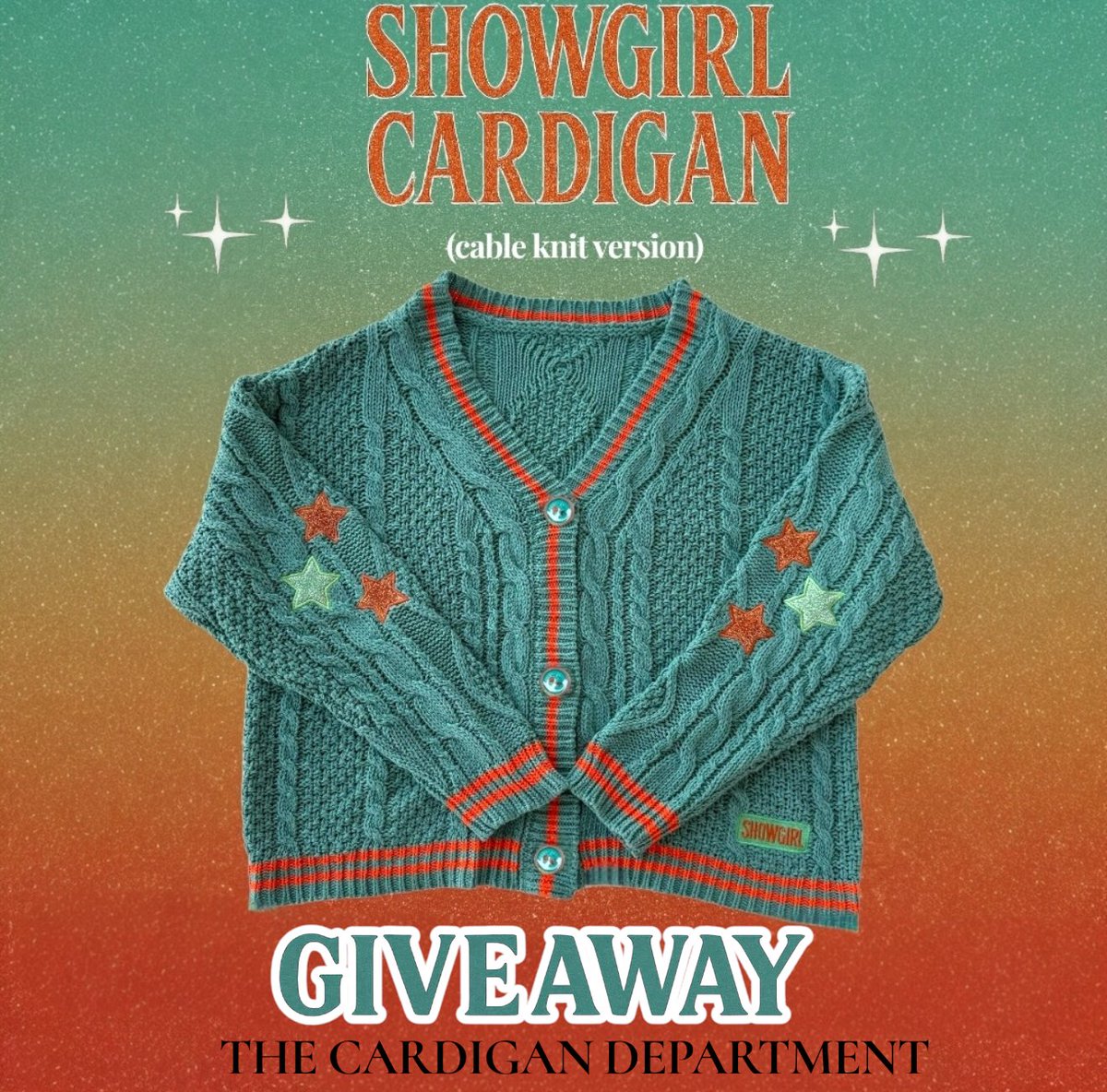 ✨ SHOWGIRL GIVEAWAY ✨

To celebrate the launch of our first Showgirl Cardigan, we’re giving one away! 💌

How to enter:
1️⃣ Follow us
2️⃣ Like + repost
3️⃣ Tag your friends (each = 1 entry)

Closes Sept 30, 23:59 BST.
Can’t wait? Pre-order now 👉 thecardigandepartment.com